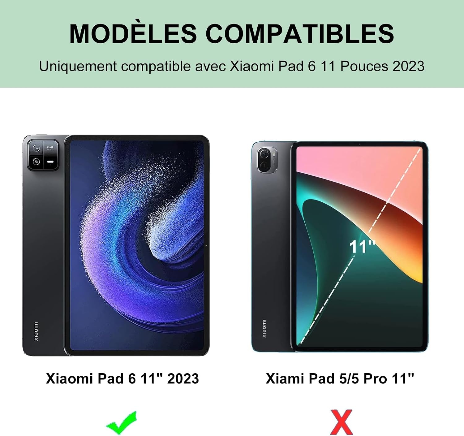 Jademall Xiaomi Pad 6 / 6 Pro Tastatur-Hülle - Hellgrün - AZERTY - bis zu 69% Rabatt