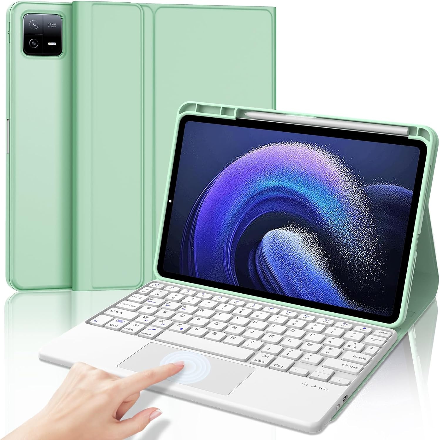 Jademall Tastaturhülle mit Trackpad für 11 Zoll Tablet - Hellgrün - bis zu 69% Rabatt