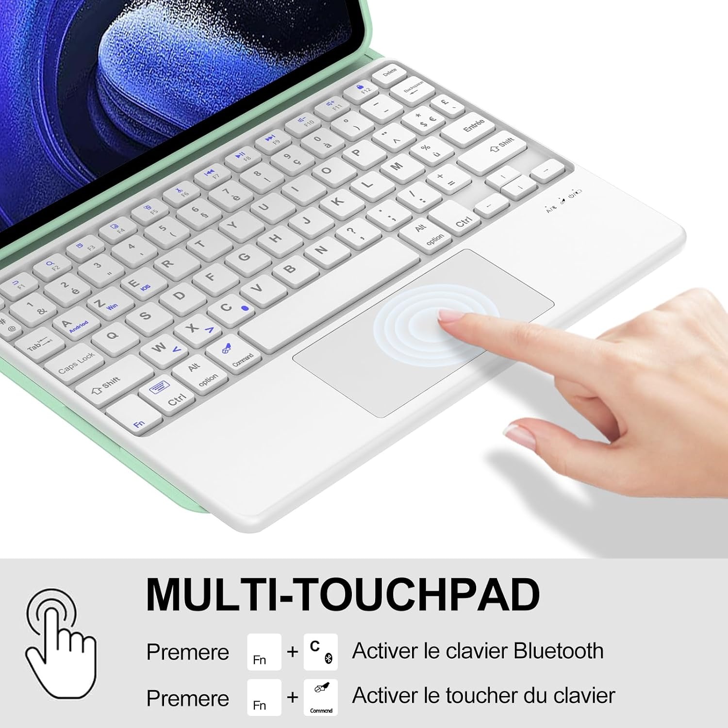 Jademall Tastaturhülle mit Trackpad für 11 Zoll Tablet - Hellgrün - bis zu 69% Rabatt