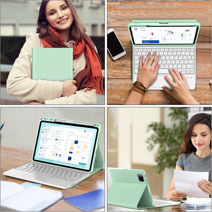 Jademall Tastaturhülle mit Trackpad für 11 Zoll Tablet - Hellgrün - bis zu 69% Rabatt