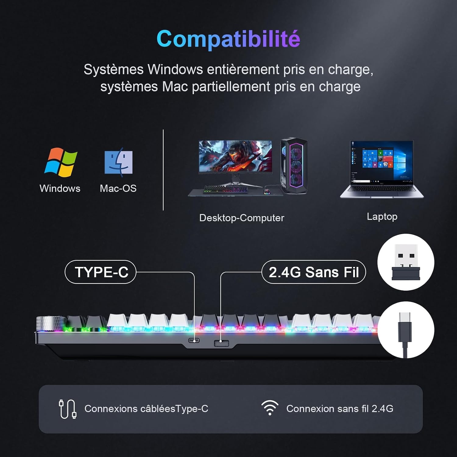 Mechanische Gaming-Tastatur TKL AZERTY - Jetzt bis zu 75,6% reduziert!