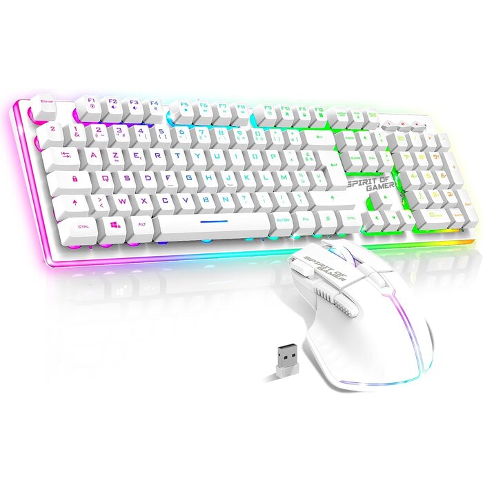 Kabelloses Gaming-Set Weiß AZERTY | Bis zu 53,6% Rabatt