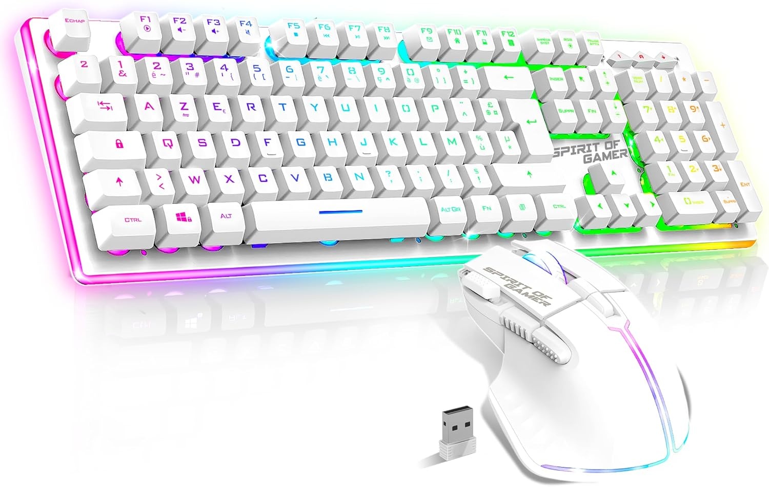 Kabelloses Gaming-Set Weiß AZERTY | Bis zu 53,6% Rabatt