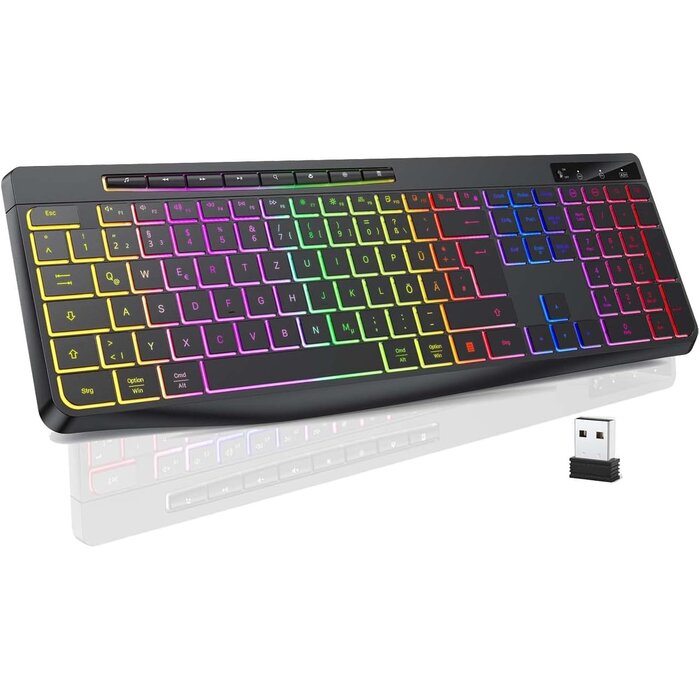 Kabellose Gaming-Tastatur, QWERTZ, beleuchtet - Jetzt bis zu 52,4% sparen