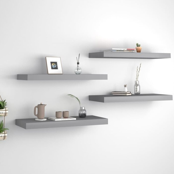 Vidaxl 4er Set Wandregale MDF Grau 60cm - Stylisch & bis zu 54% reduziert