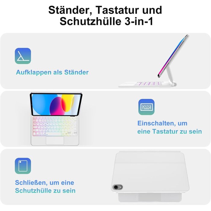 Tastatur-Hülle iPad 10./11. Gen mit Trackpad, QWERTZ, Weiß - bis zu 51,1% Rabatt