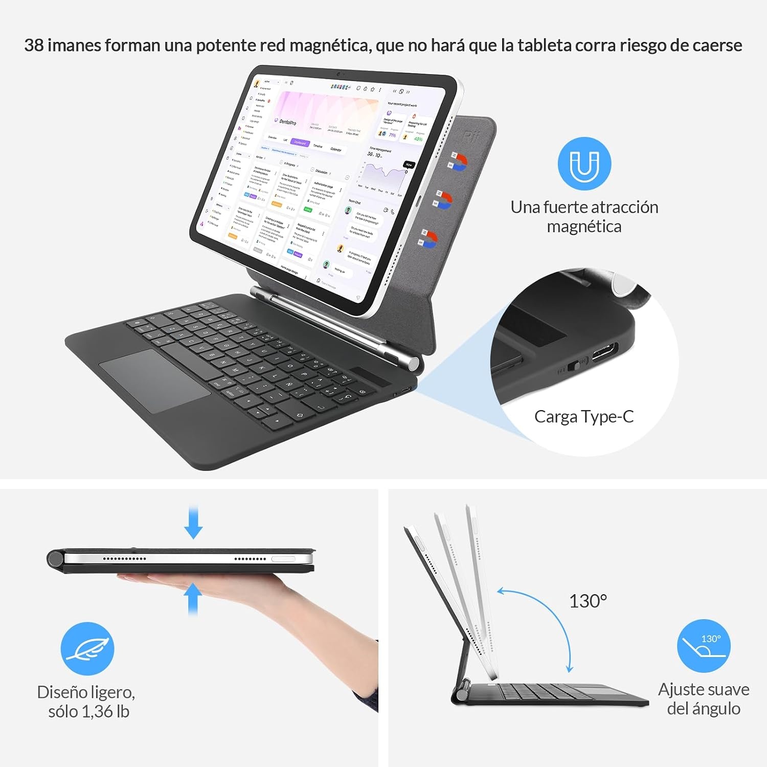 Magnetische Tastaturhülle iPad Air/Pro - Spanisch - bis zu 73% Rabatt!