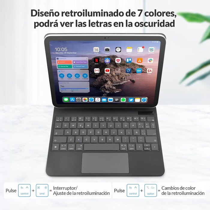 Magnetische Tastaturhülle iPad Air/Pro - Spanisch - bis zu 73% Rabatt!