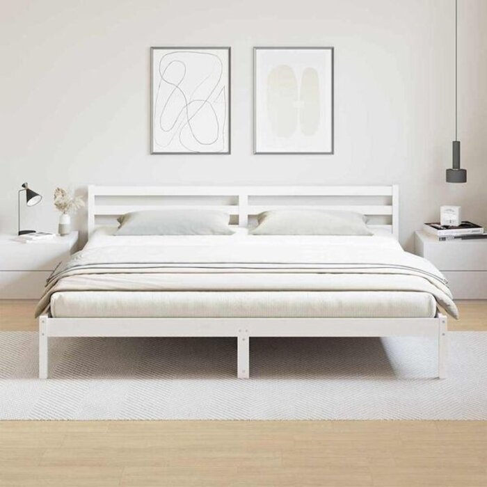 Vidaxl Bettgestell Kiefer Weiß 220x200cm mit Kopfteil - bis zu 55,8% Rabatt