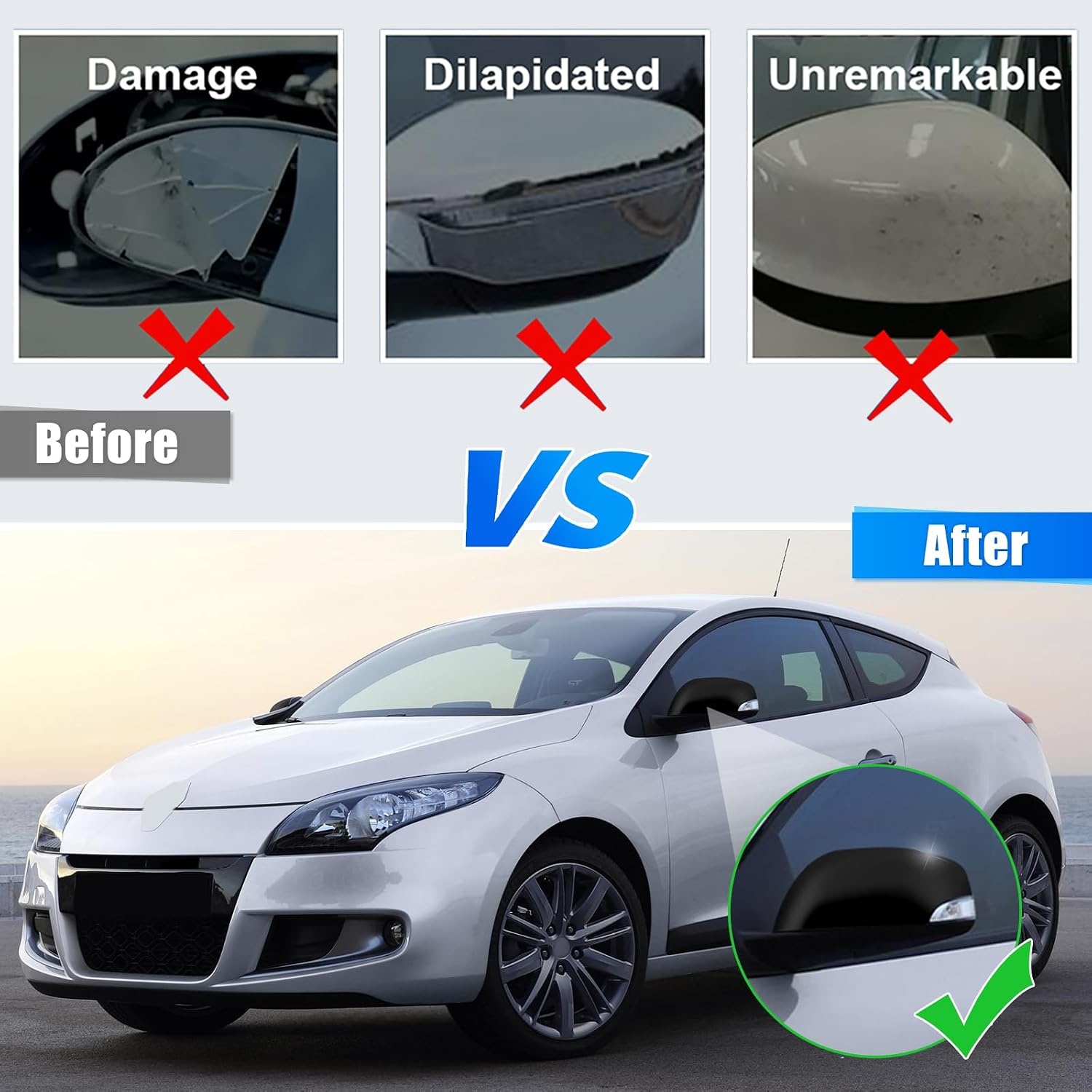 Spiegelkappen für Renault Megane MK3 - Schwarz - Outlet bis zu 70% Rabatt
