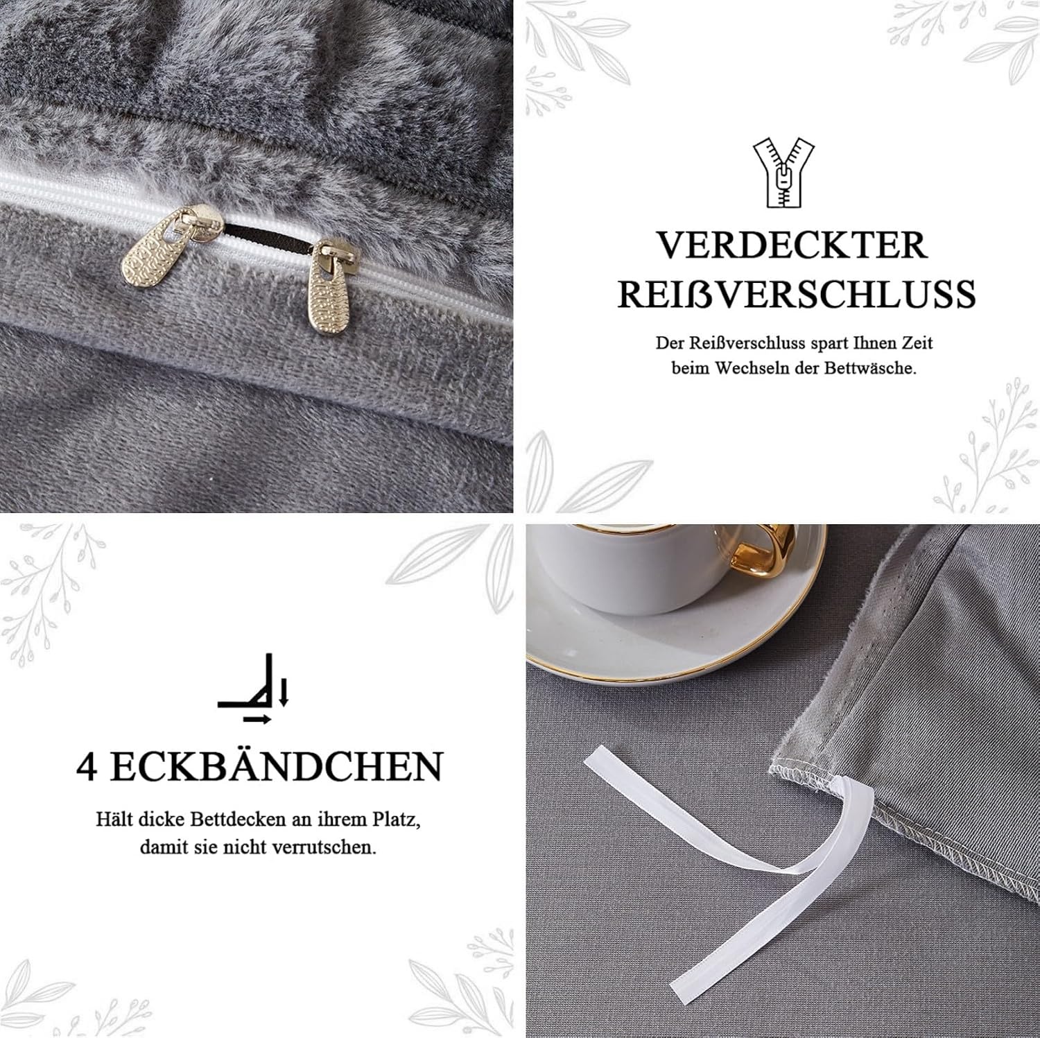 Luxus Wende-Bettwäsche 200x220 cm Grau - Bis zu 73% Rabatt im Outlet