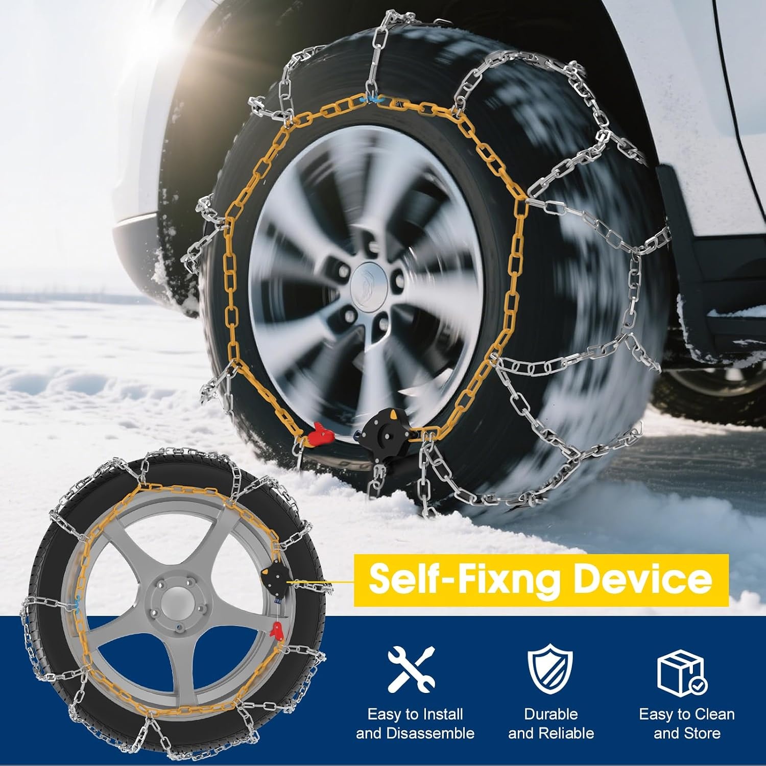 Schneeketten Größe 130 - 12 mm Automatischer Spanner - Outlet bis zu 75% Rabatt