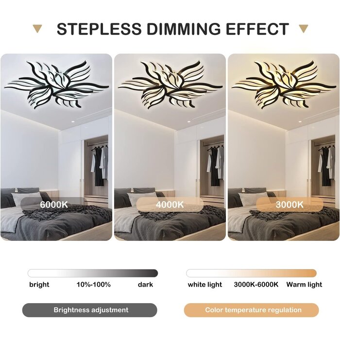 LED Deckenleuchte Blumenform 90W Dimmbar Schwarz - Bis zu 52,7% Rabatt!