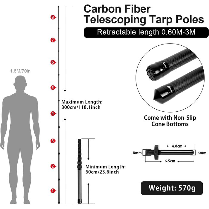Teleskopstangen-Set Carbon bis 290cm - Jetzt bis zu 29,1% sparen