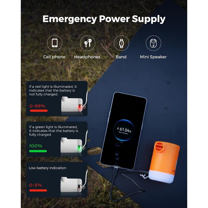 Tragbare Akku-Luftpumpe mit Licht & Powerbank - bis zu 47,8 % sparen