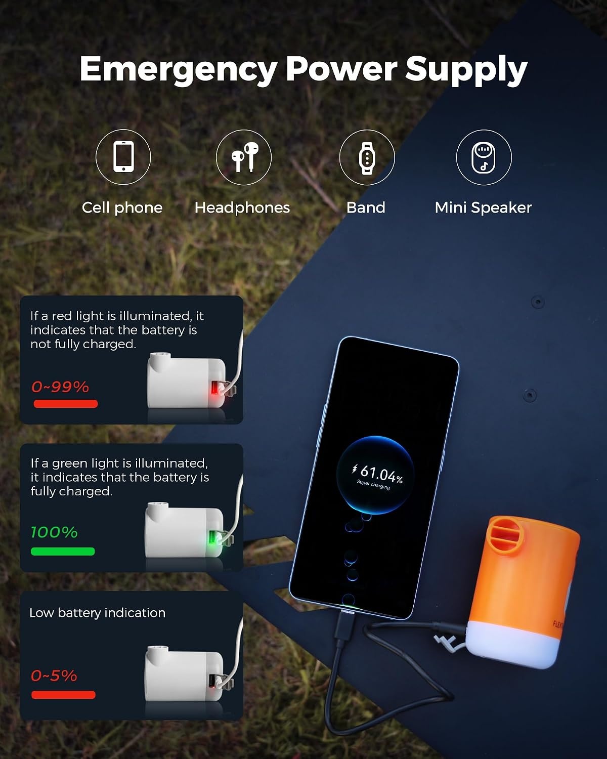Tragbare Akku-Luftpumpe mit Licht & Powerbank - bis zu 47,8 % sparen