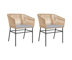 Vidaxl 2er-Set Gartenstühle aus Poly-Rattan mit Kissen - Braun - bis zu 60% sparen