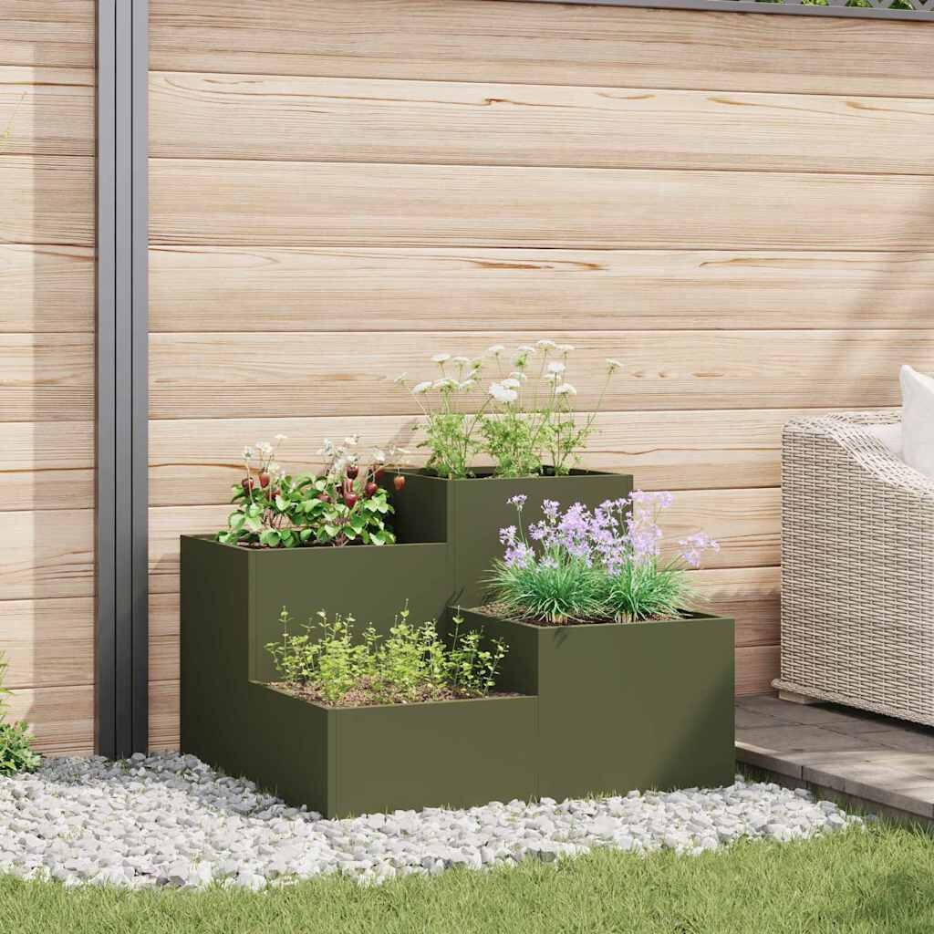 Vidaxl Stahl-Pflanzkübel Olivgrün 80x80x60cm - Jetzt bis zu 51,2% Rabatt sichern