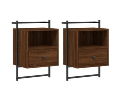 Vidaxl 2x Wand-Nachtschränkchen Eiche-Optik 40x30x61 cm - bis zu 44,1% Rabatt