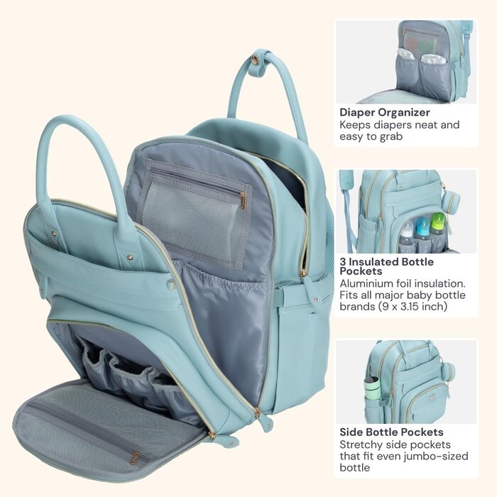 Wickelrucksack mit 18 Fächern - Puderblau - bis zu 71% günstiger!