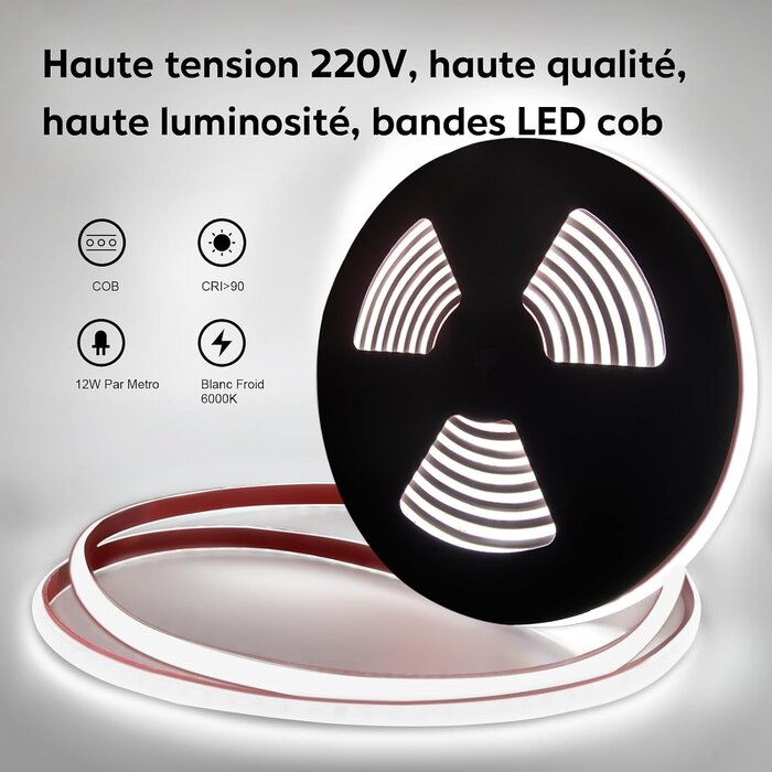 10m COB LED-Streifen 6000K, IP67 wasserdicht - 220V - Jetzt bis zu 71% Rabatt