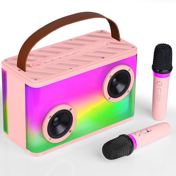 Tragbares Karaoke-System mit 2 Mikrofonen & RGB-Licht - Jetzt bis zu 71% Rabatt