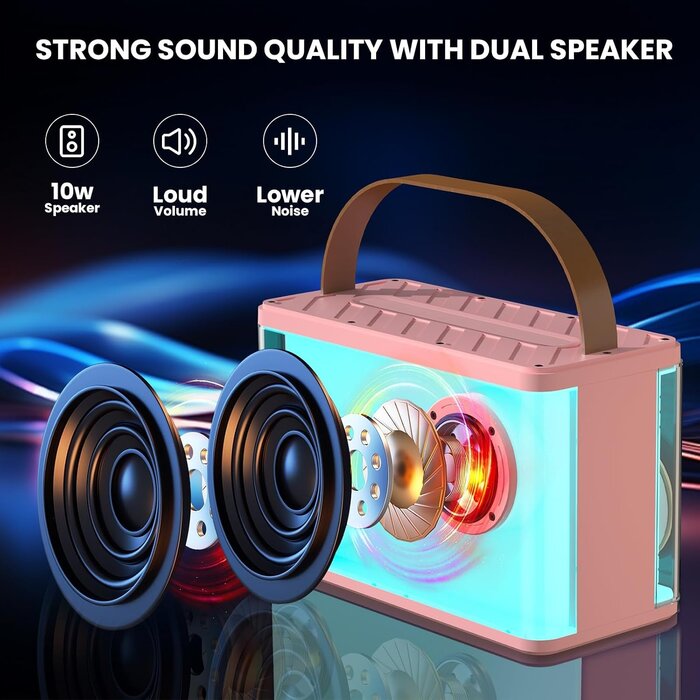 Tragbares Karaoke-System mit 2 Mikrofonen & RGB-Licht - Jetzt bis zu 71% Rabatt