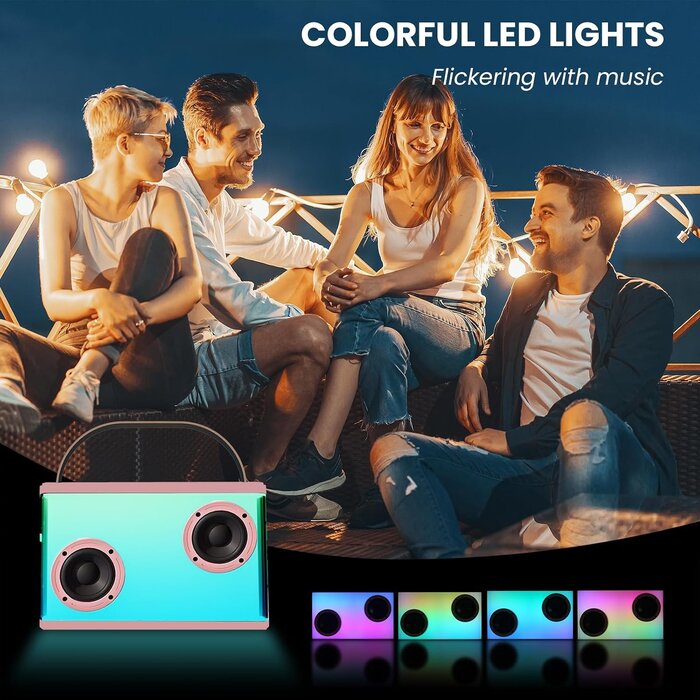 Tragbares Karaoke-System mit 2 Mikrofonen & RGB-Licht - Jetzt bis zu 71% Rabatt