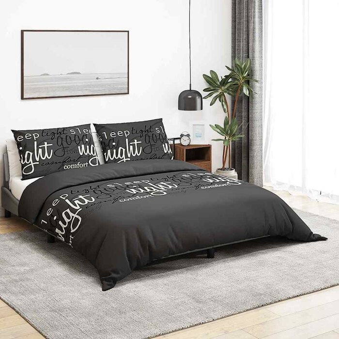 Vidaxl Bettwäsche-Set 260x240 cm Schwarz 100% Baumwolle - bis zu 48,3% günstiger