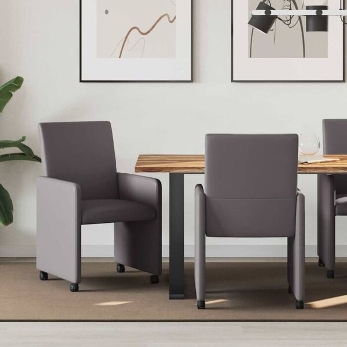 Vidaxl 2er Set Esszimmerstühle mit Rollen, Kunstleder Grau, bis zu 51,5% Rabatt