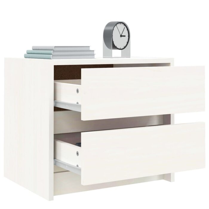 Vidaxl Nachtschrank aus Kiefernholz, weiß, 40x31x35,5 cm - jetzt bis zu 48,4% sparen