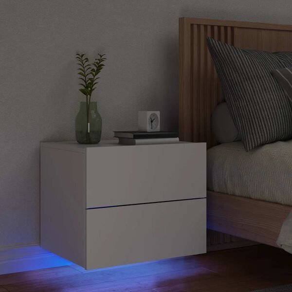 Vidaxl Wand-Nachttisch mit LED-Beleuchtung Weiß - jetzt bis zu 45,3% günstiger