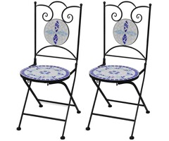 Vidaxl Mosaik Bistro-Stühle 2er Set - Mediterranes Flair - bis zu 56% Rabatt
