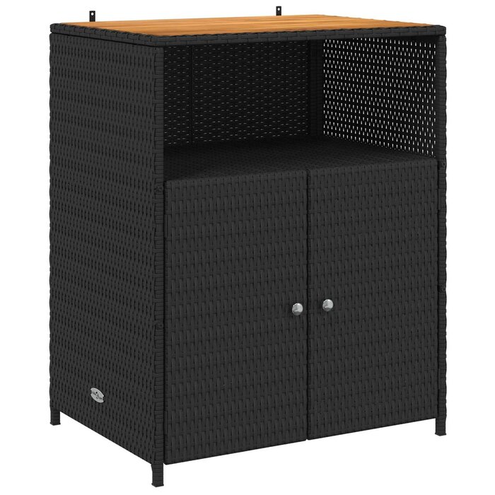 Gartenschrank aus Akazienholz & Rattan, Schwarz - bis zu 51,3% sparen