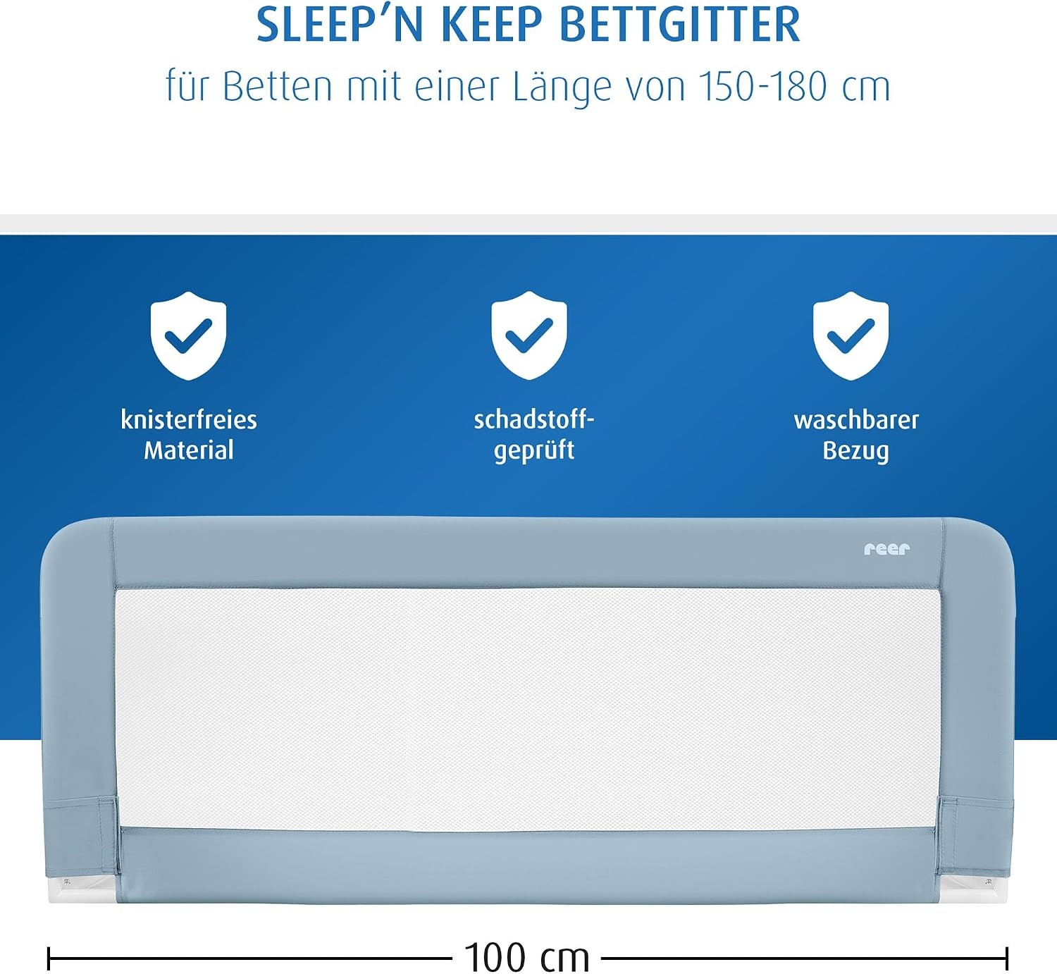 Bettgitter Rausfallschutz 100 cm, Blau - bis zu 43,9% Rabatt