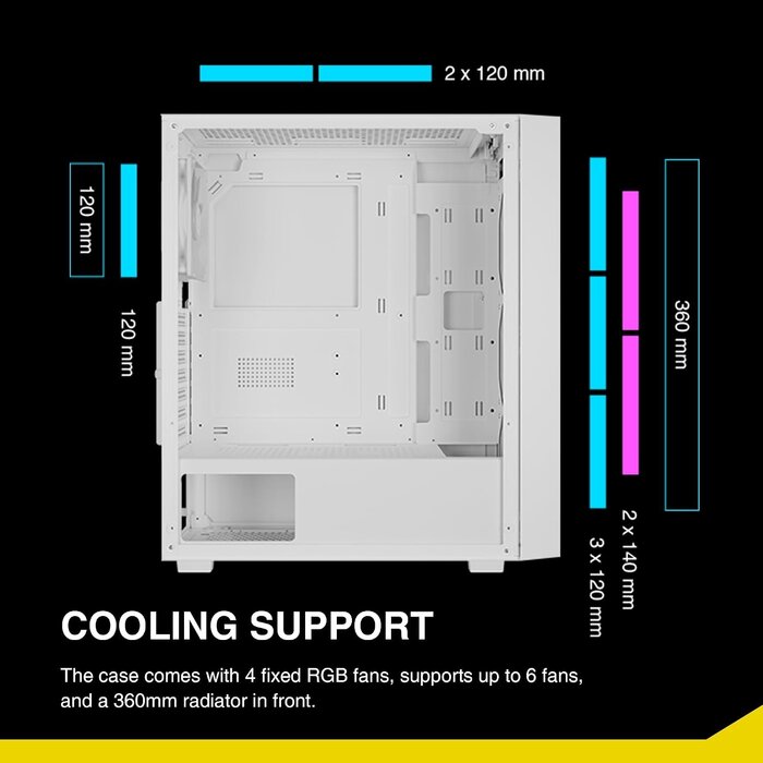 Weißes ATX Mid Tower PC-Gehäuse mit ARGB - bis zu 71% sparen!