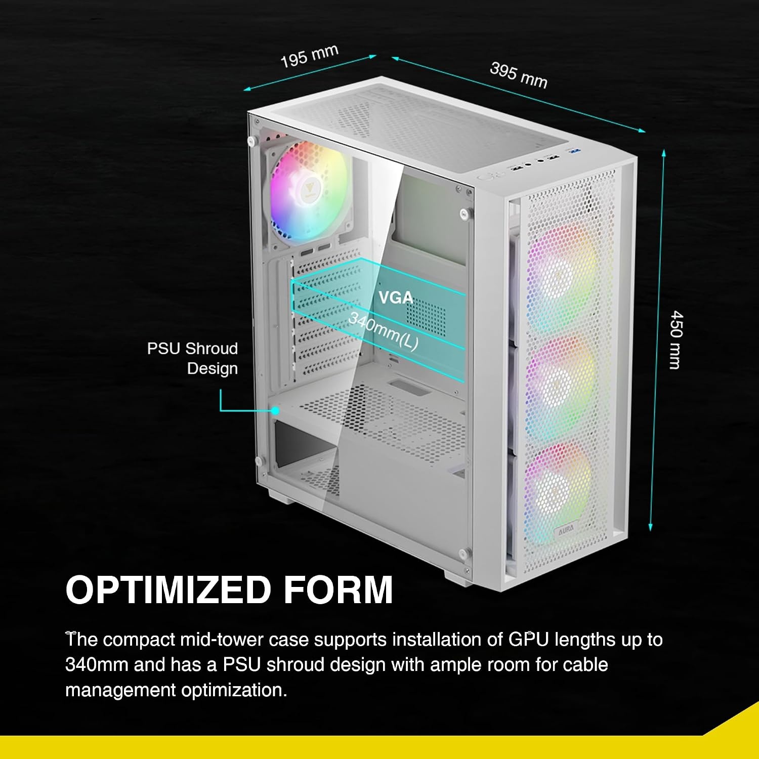 ATX Mid Tower PC-Gehäuse in Weiß - ARGB Gaming-Optik - bis zu 46,5 % Rabatt