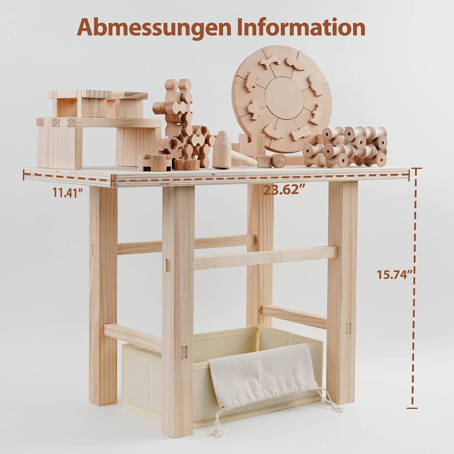 Holz-Werkbank für Kinder, 83-teilig, Montessori-Spielzeug - bis zu 67% Rabatt