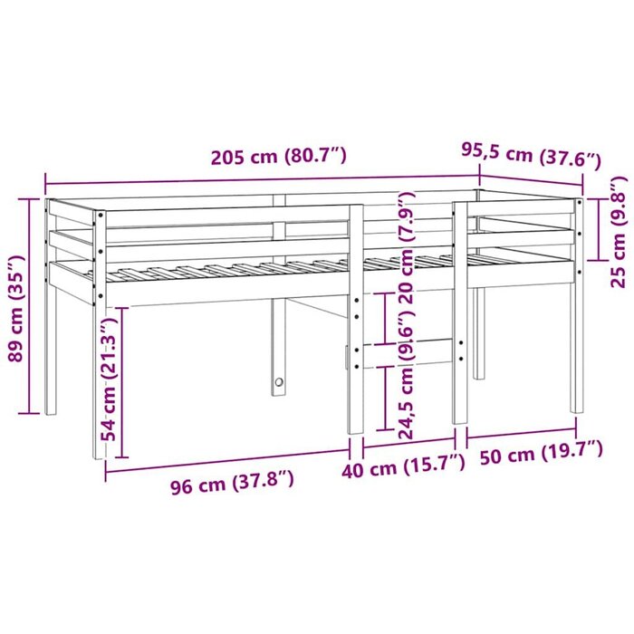 Vidaxl Hochbett aus Kiefernholz 90x200 cm Weiß - bis zu 46,5% Rabatt