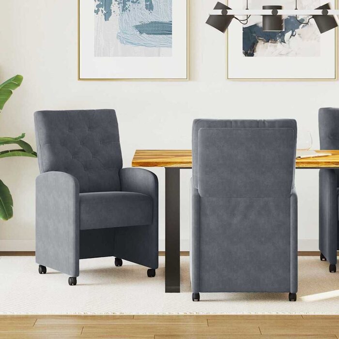 Luxuriöse Esszimmerstühle mit Rollen, 2er-Set, Dunkelgrau - bis zu 46,5% Rabatt