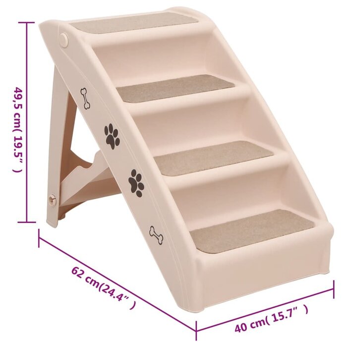 Vidaxl Hundetreppe klappbar, Creme - jetzt bis zu 44,2% sparen
