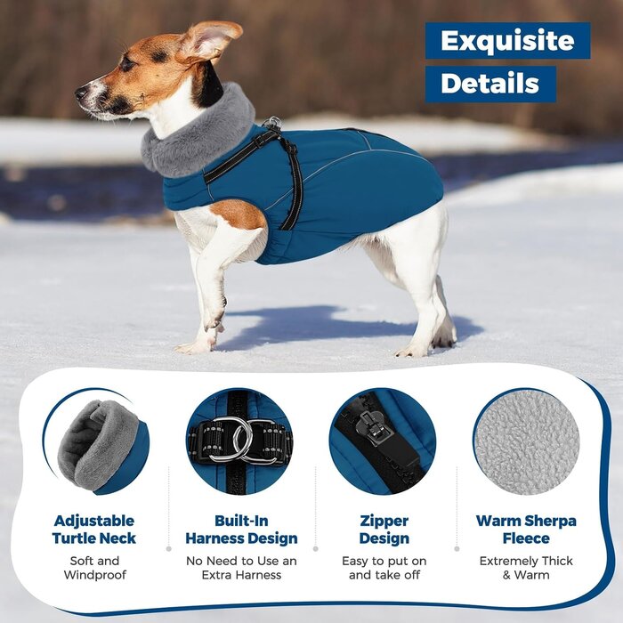 Warmer Hundewintermantel XL mit Geschirr - Wasserdicht & reflektierend, bis zu 67%