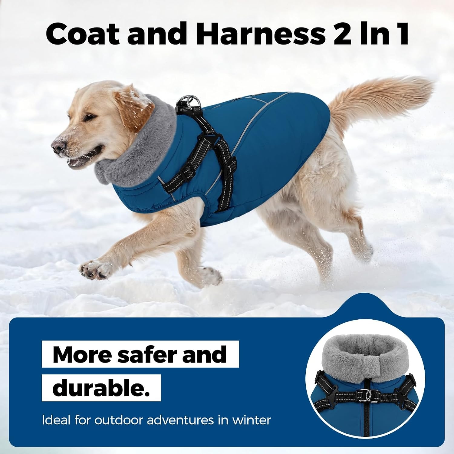 Warmer Hundewintermantel XL mit Geschirr - Wasserdicht & reflektierend, bis zu 67%