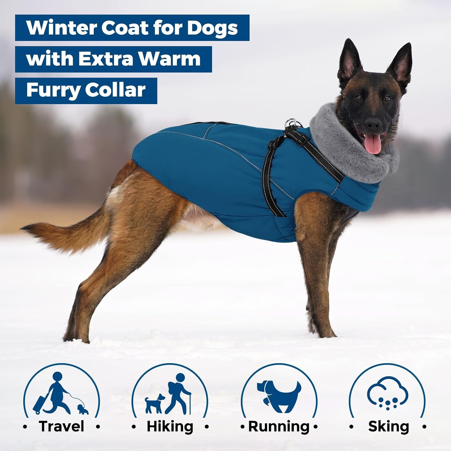 Warmer Hundewintermantel XL mit Geschirr - Wasserdicht & reflektierend, bis zu 67%