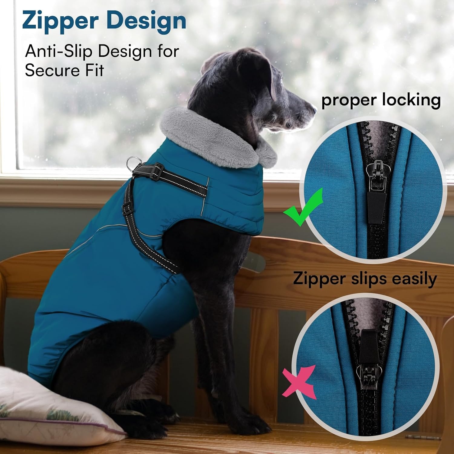 Warmer Hundewintermantel XL mit Geschirr - Wasserdicht & reflektierend, bis zu 67%