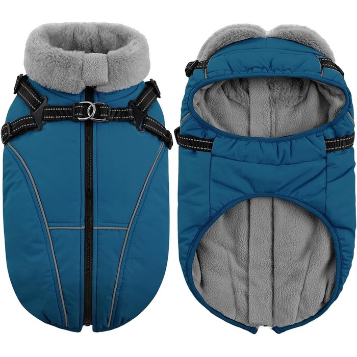 Warmer Hundewintermantel XL mit Geschirr - Wasserdicht & reflektierend, bis zu 67%