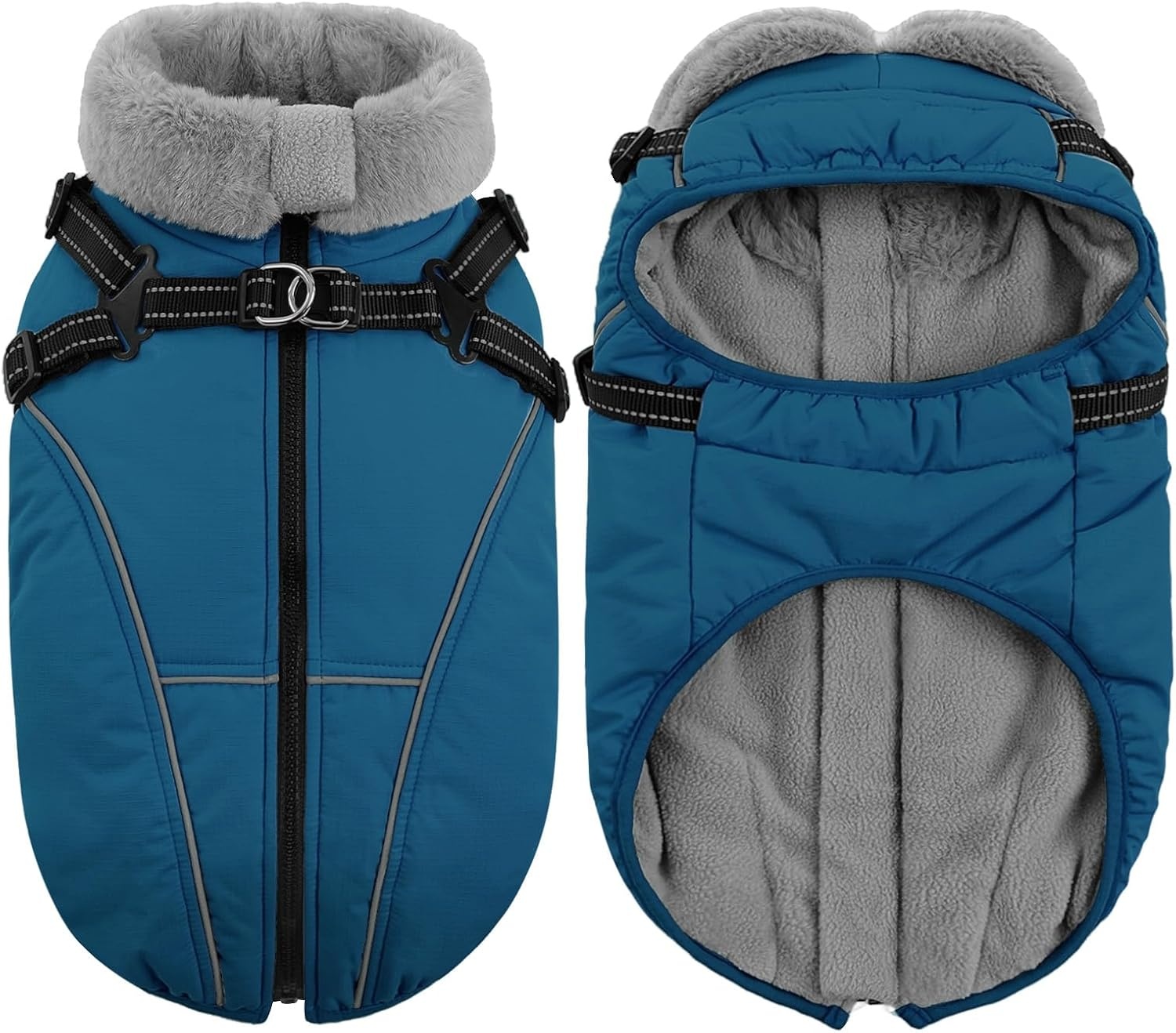 Warmer Hundewintermantel XL mit Geschirr - Wasserdicht & reflektierend, bis zu 67%