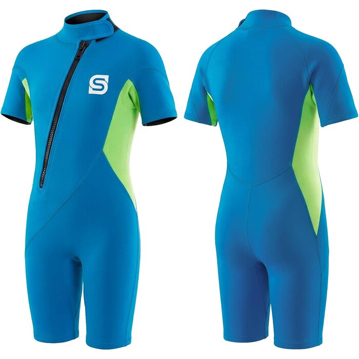 Kinder Wetsuit Shorty 2mm Blau - UV-Schutz - bis zu 43,1% günstiger