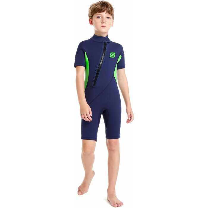 Kinder Wetsuit Shorty 2mm Blau - UV-Schutz - bis zu 43,1% günstiger