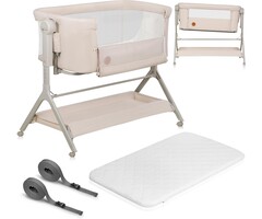 3-in-1 Baby-Beistellbett mit Rollen - Beige - bis zu 54% sparen!